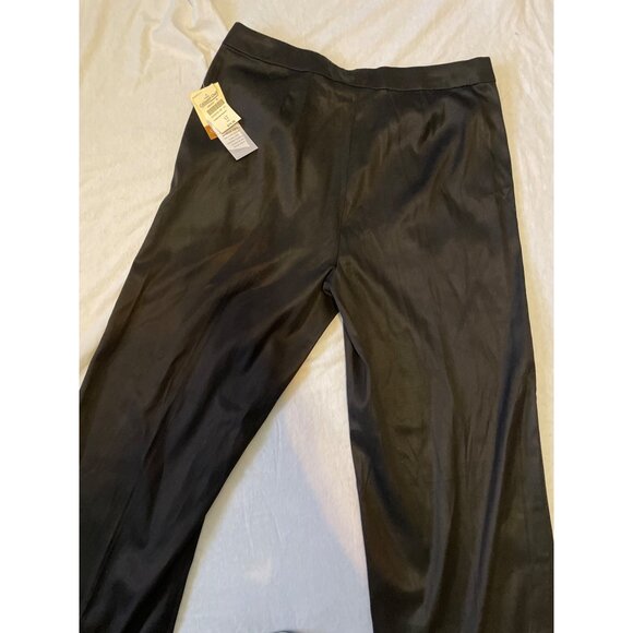 Black Silk Blend Tailored Pants Size 12 Modern Style With Comfort Waistband & Po - Picture 8 of 12